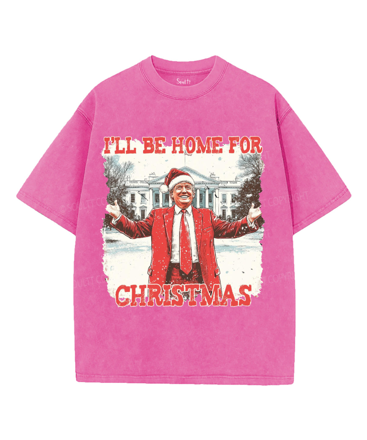 I Will Be Home For Christmas Washed Christian T-shirt
