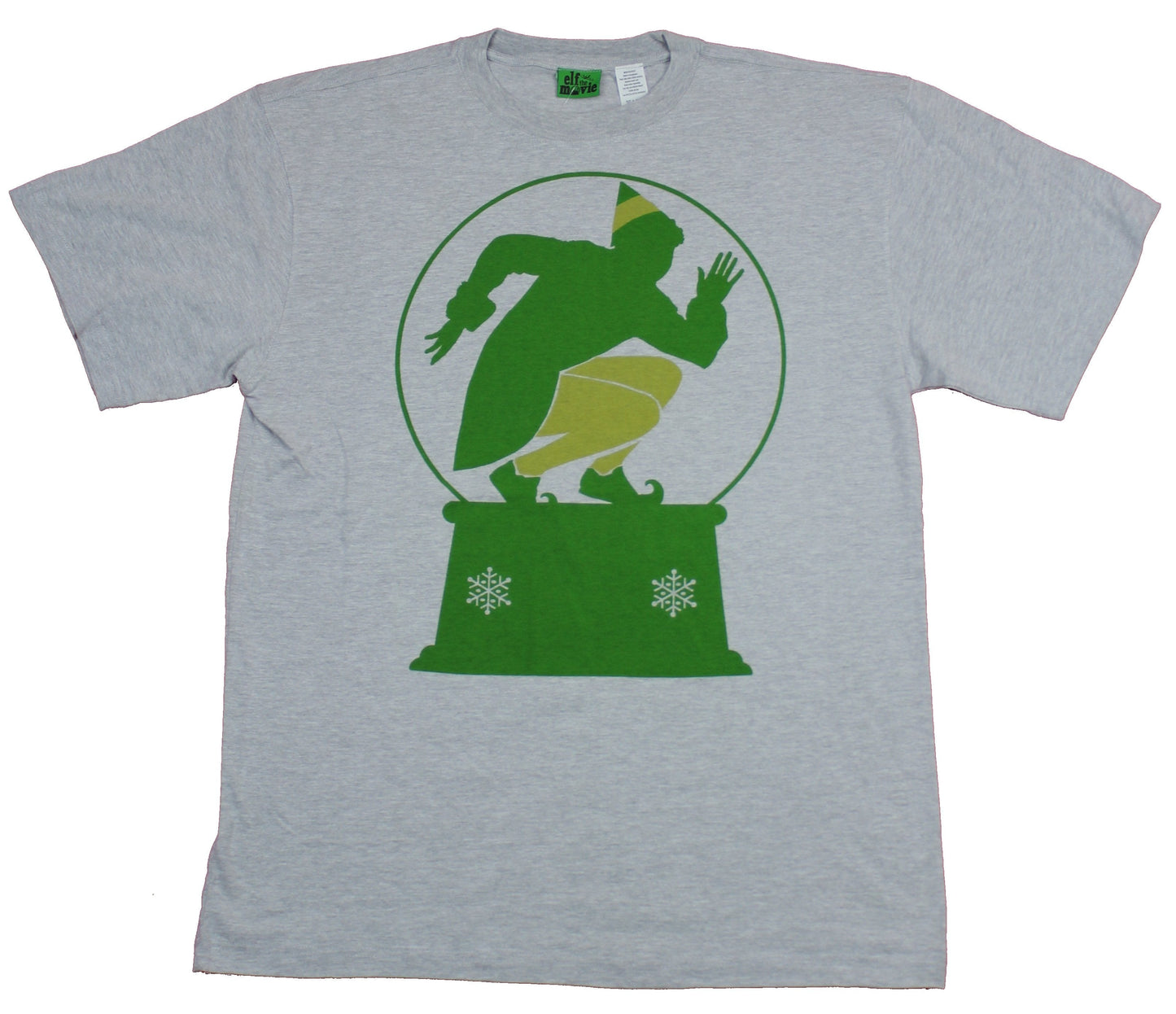 Elf the Movie Mens T-Shirt - Silhouette Elf Snowglobe Image