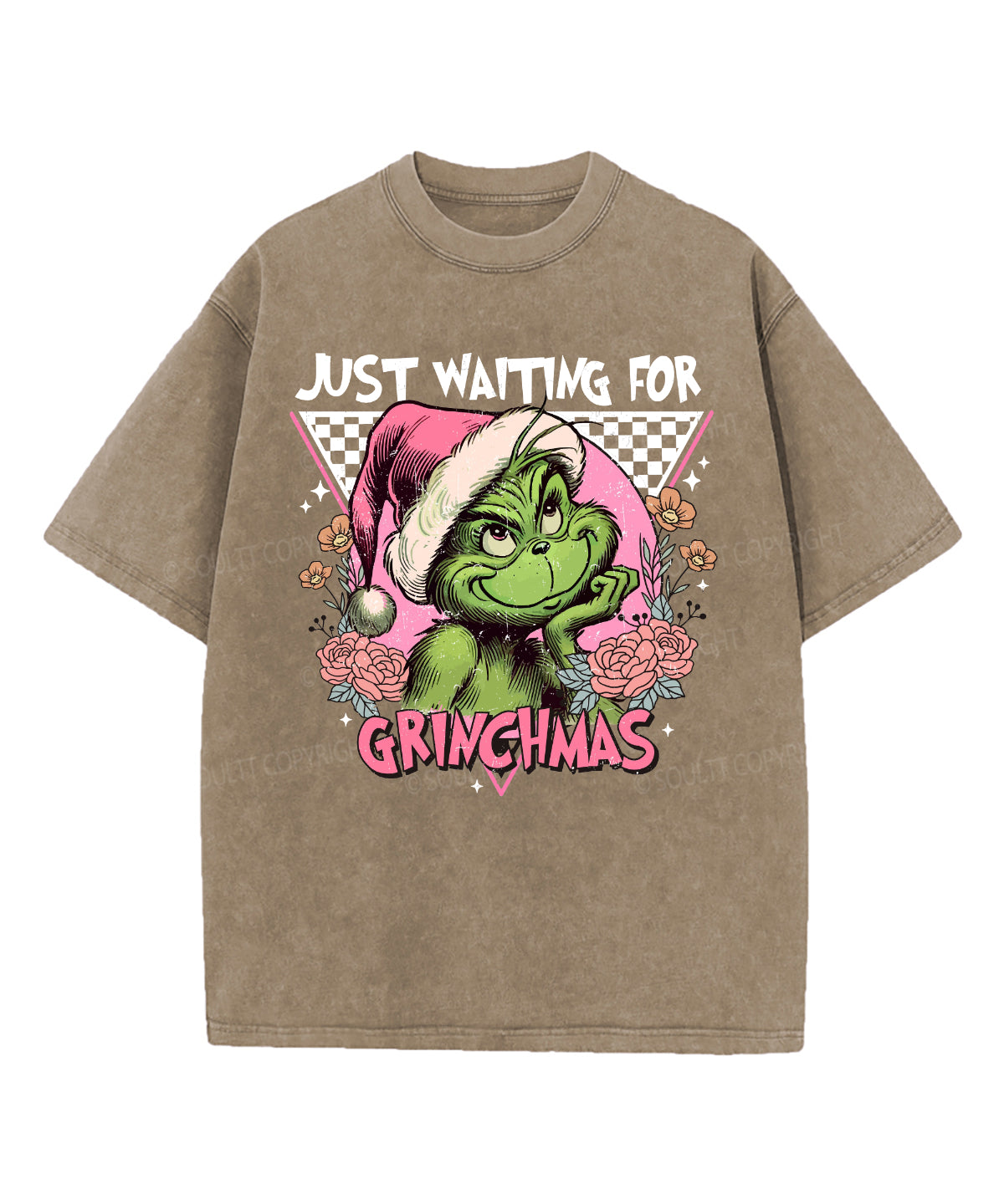 Just Waiting For Grinchmas Washed Christian T-shirt