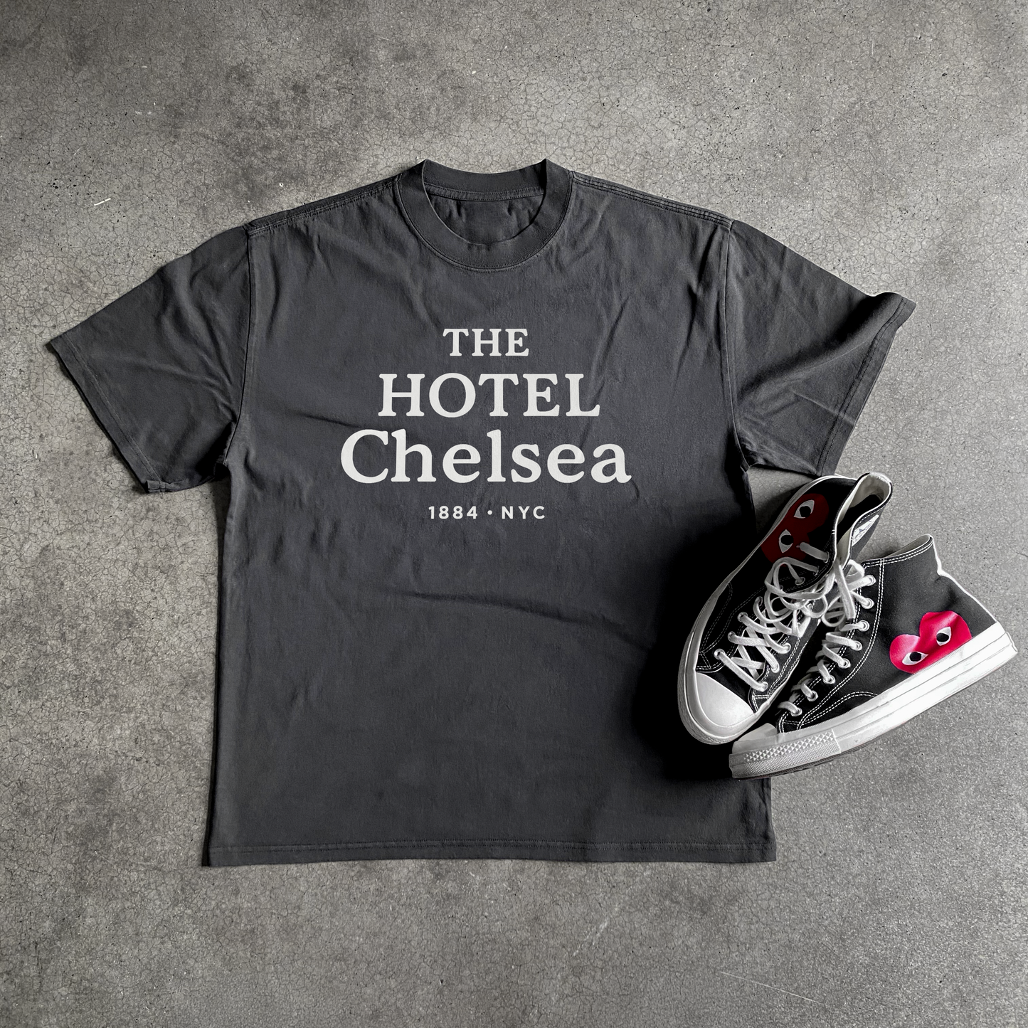 'HOTEL CHELSEA NYC' HEAVYWEIGHT BLACK T-SHIRT