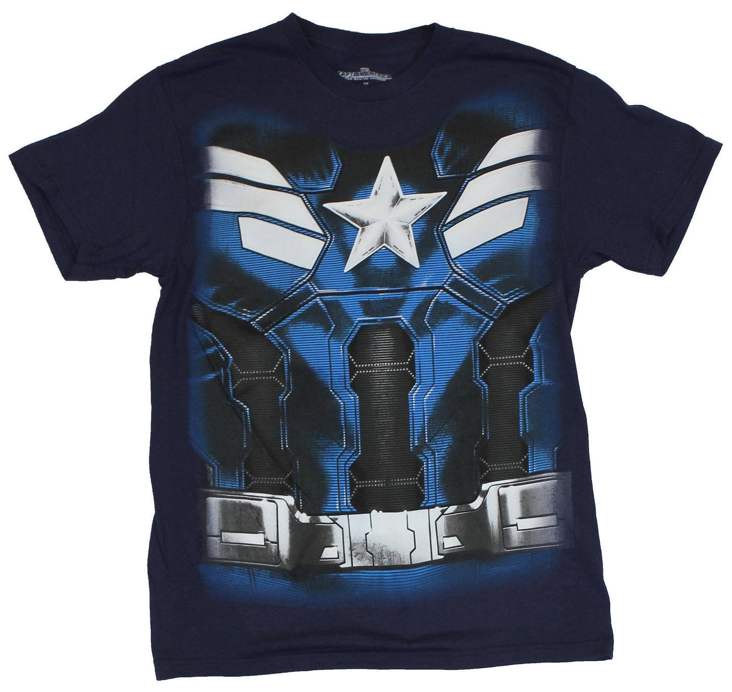 Captain America Mens T-Shirt - First Avenger Movie Detailed Costume Front Image
