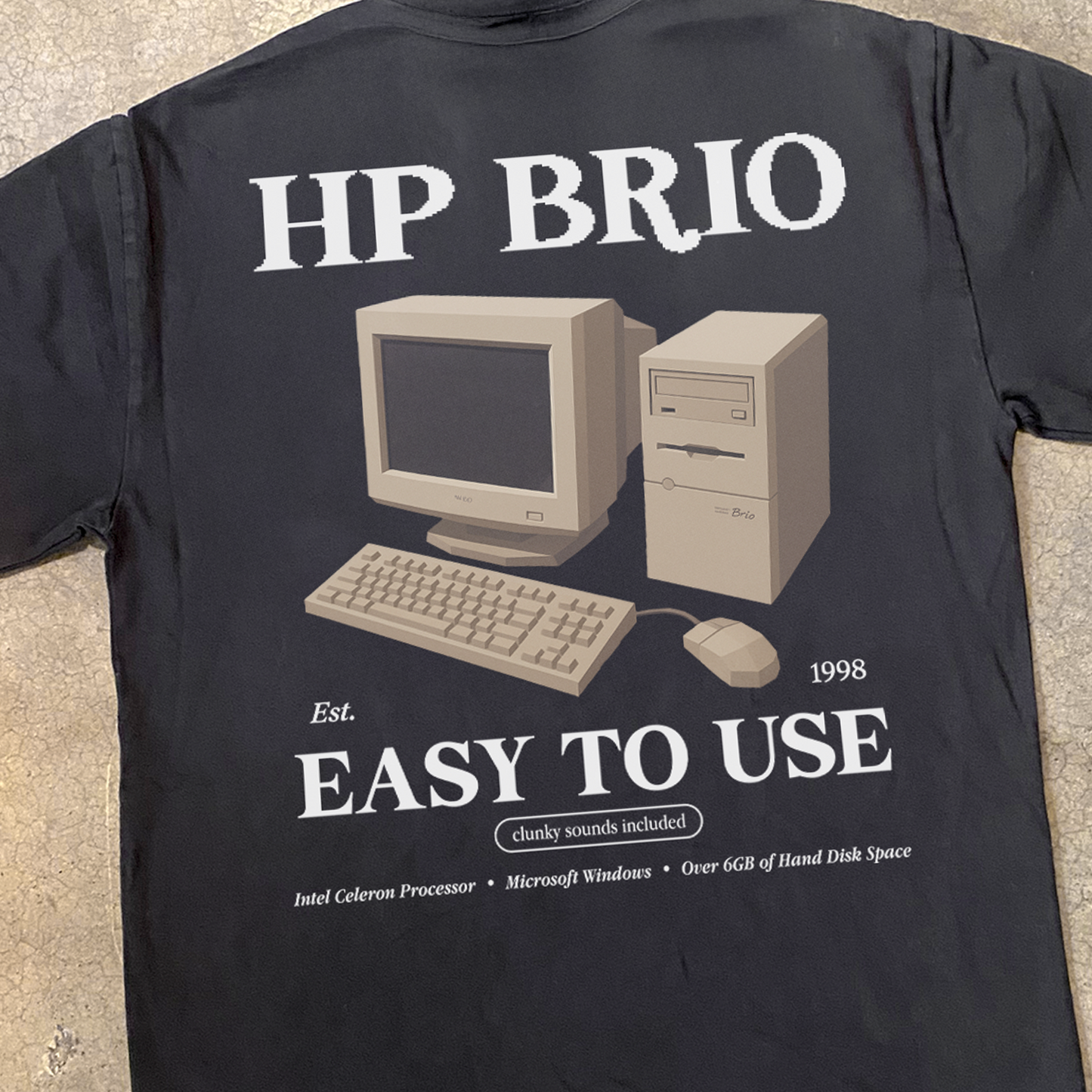90s 'HP BRIO' RETRO COMPUTER HEAVY FADED TEE