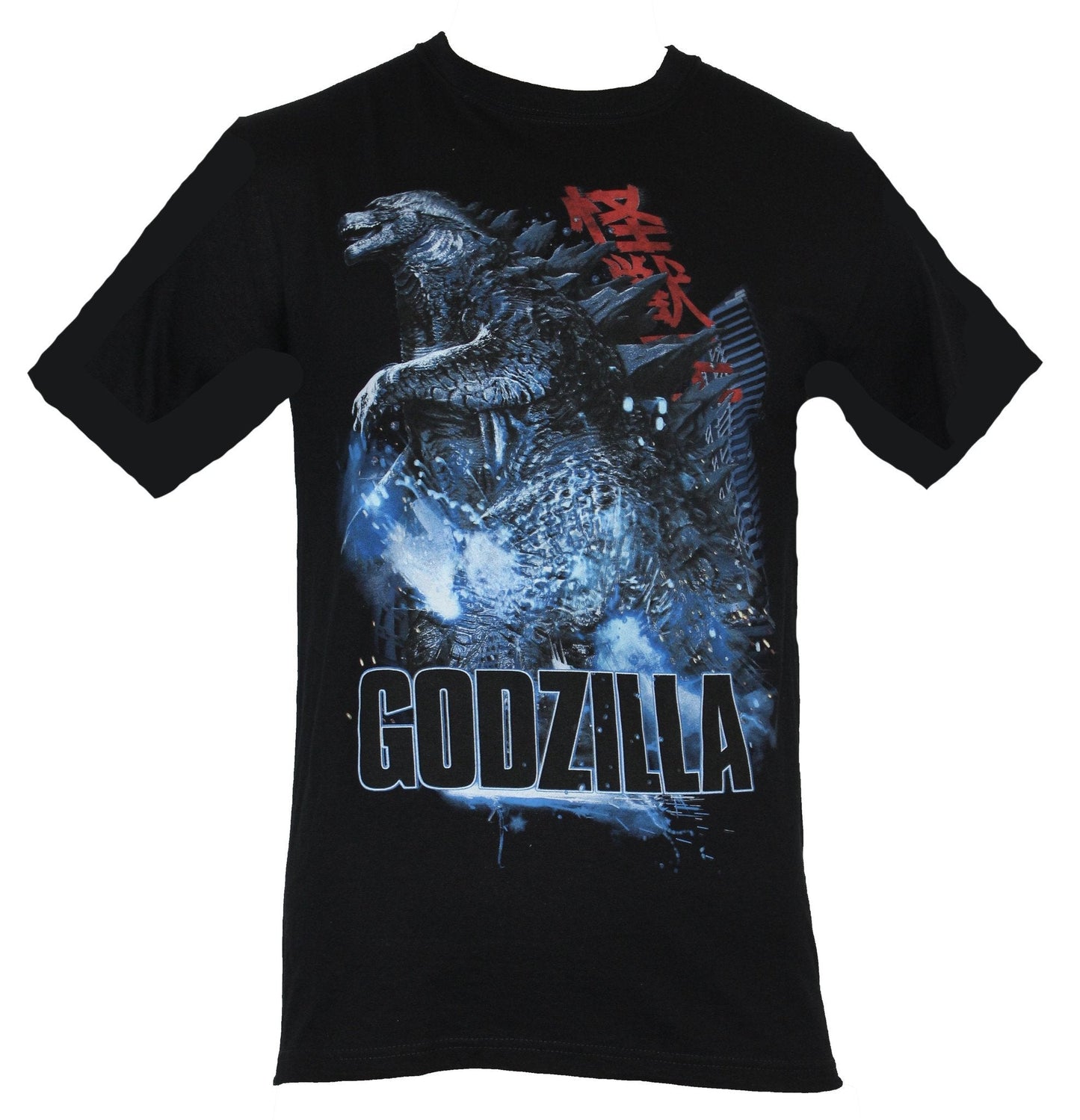 Godzilla Mens T-Shirt - Movie Style Godzilla Trampling City W/ Japaneese