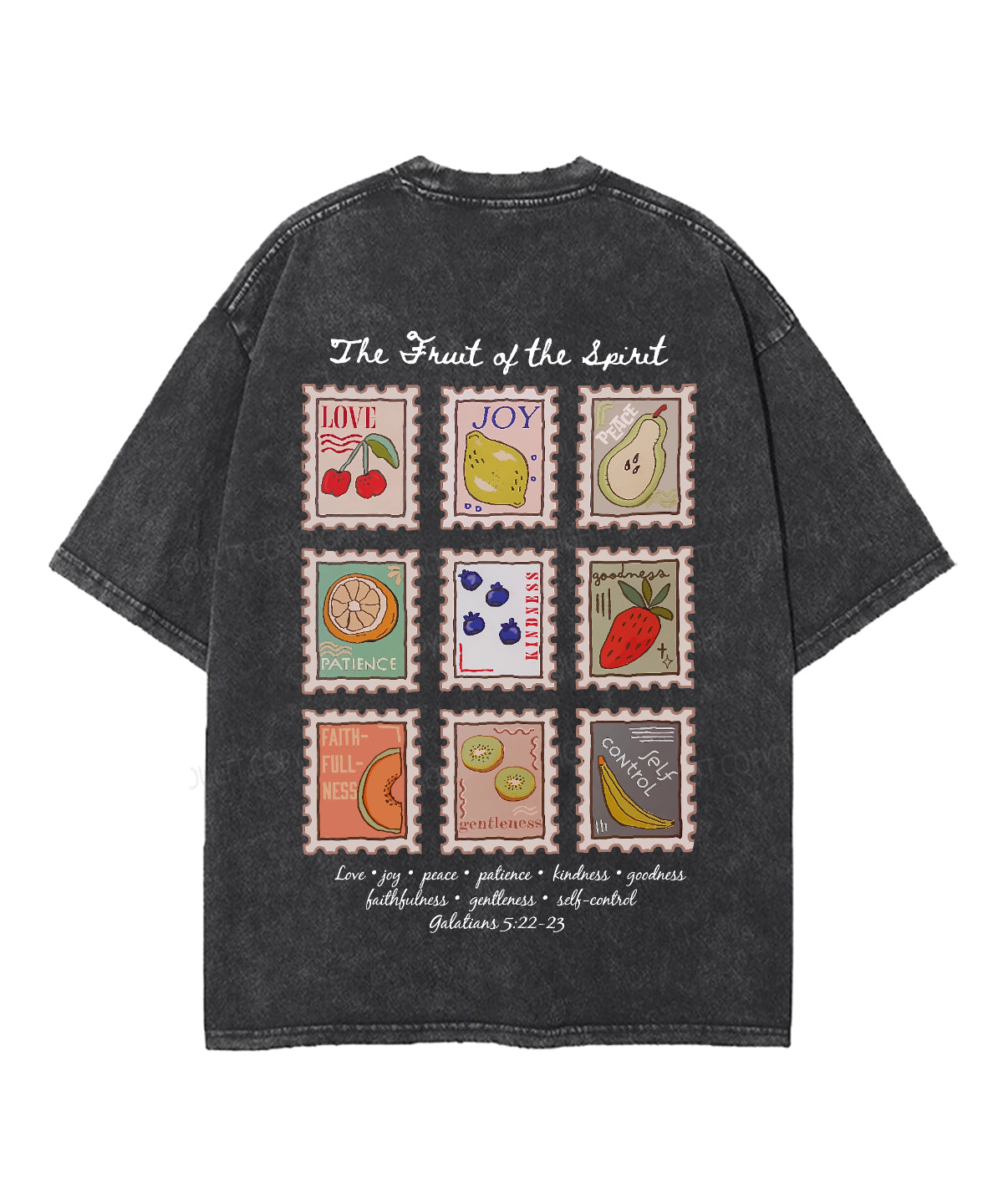 Fruit Of The Spirit Double Sided Unisex Washed Christian T-shirt Style008