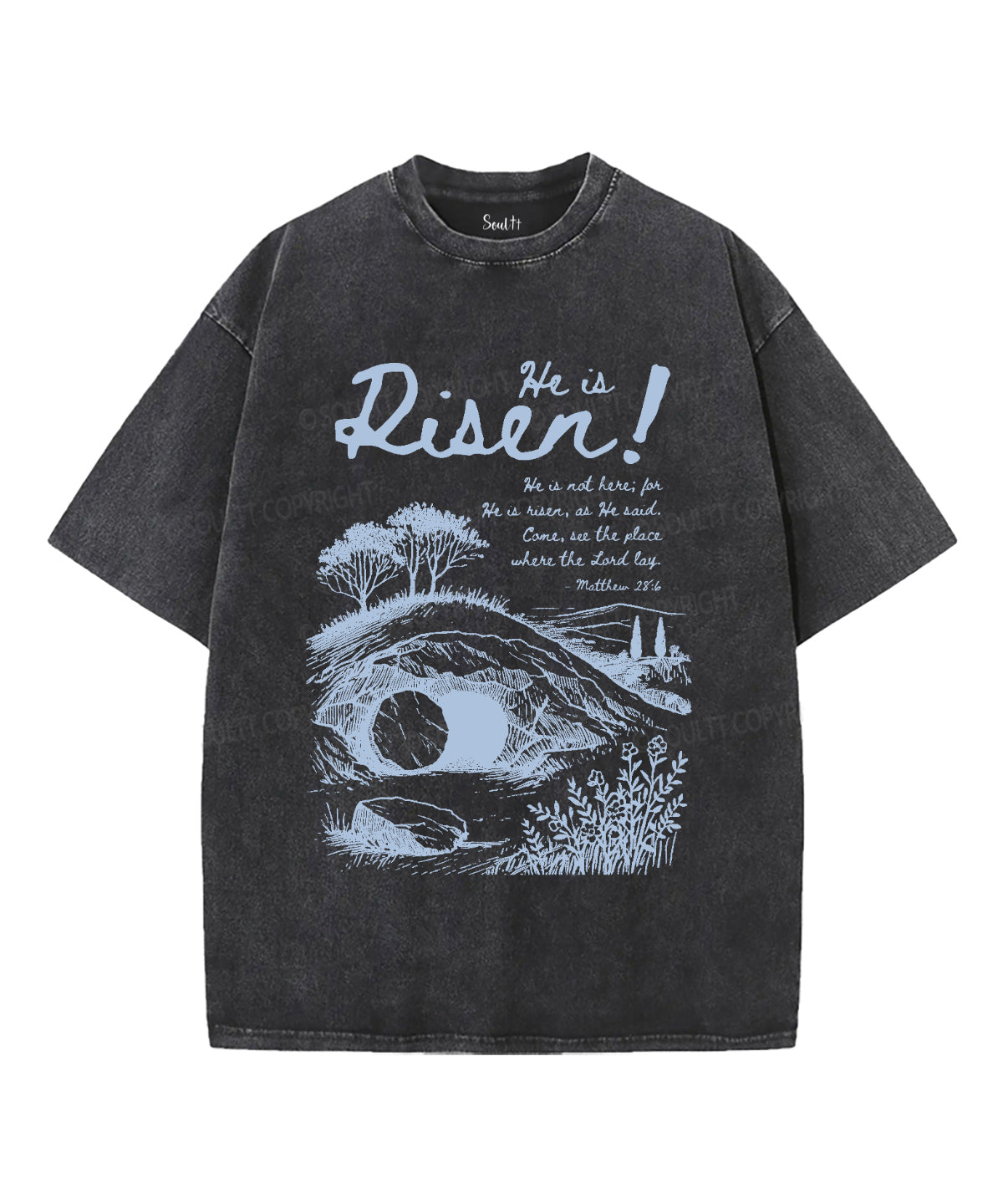 He Is Risen Unisex Washed Christian T-shirt Style006