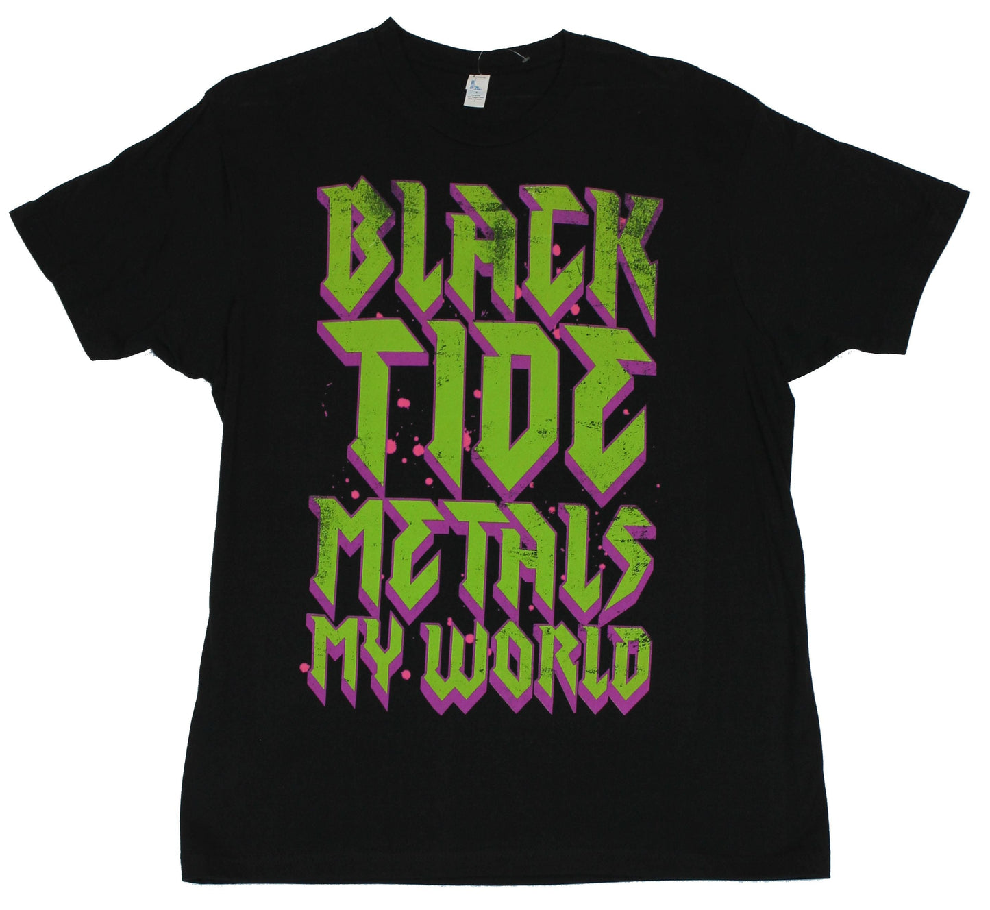 Black Tide Mens T-Shirt - Black Tide Metals My World Drastic Logo on Black