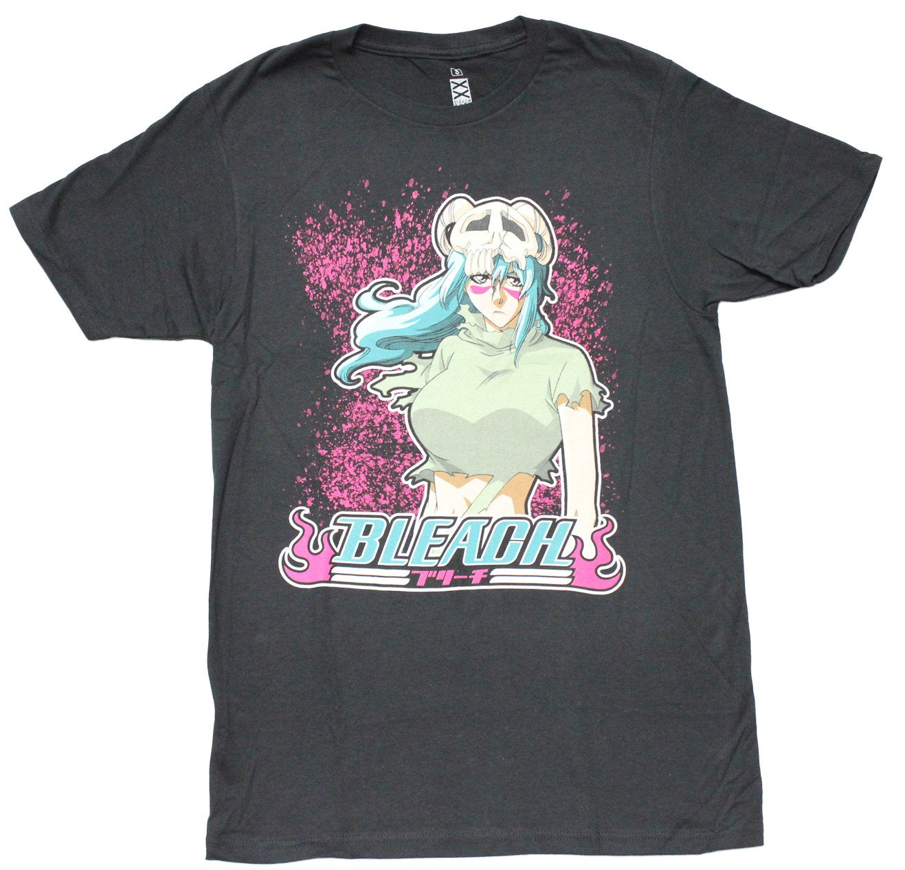 Bleach Mens T-Shirt - Nel Posed In Front of Pink Splatter