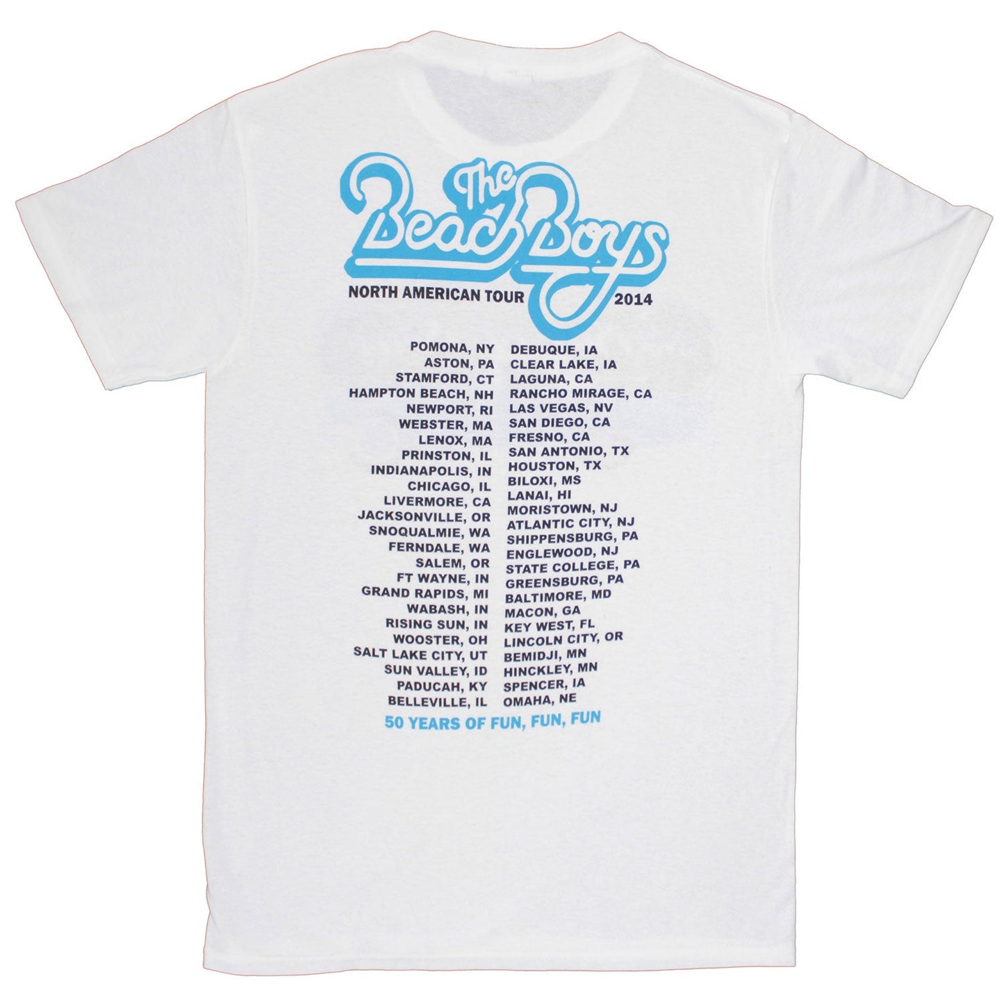 50 Years Of The Beach Boys North American Tour 2014 T-shirt