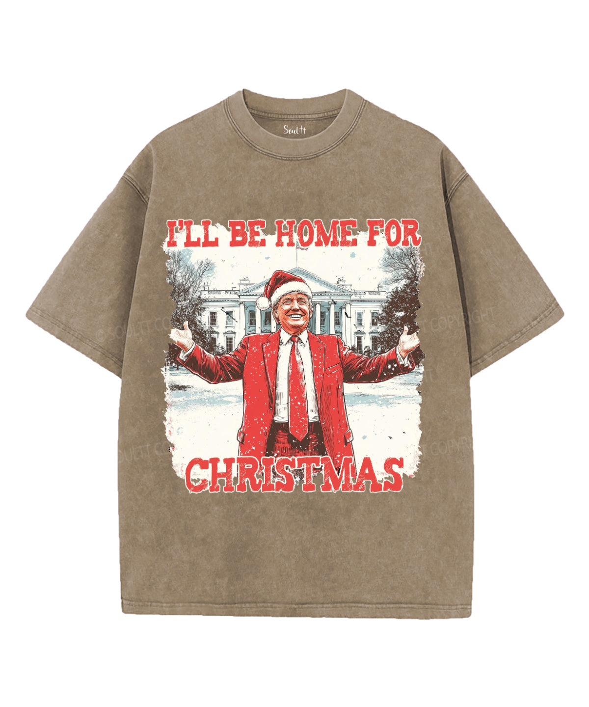 I Will Be Home For Christmas Washed Christian T-shirt