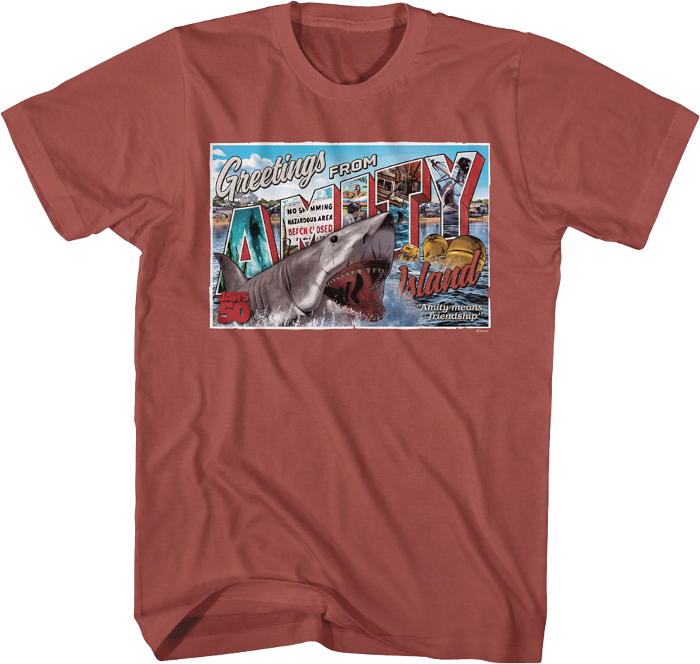 50th Anniversary Postcard Jaws T-Shirt