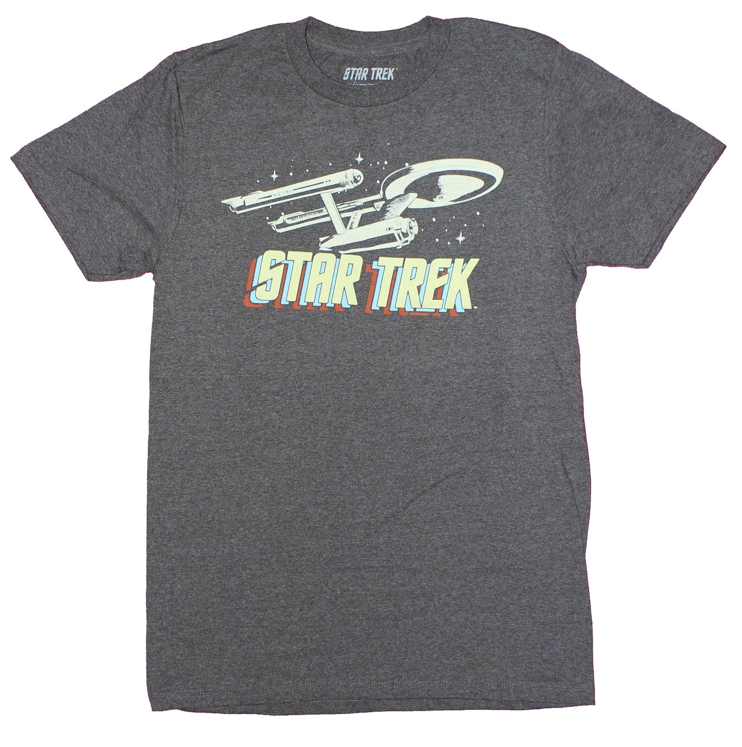 Star Trek Mens T-Shirt - Classic Enterprise Over Title