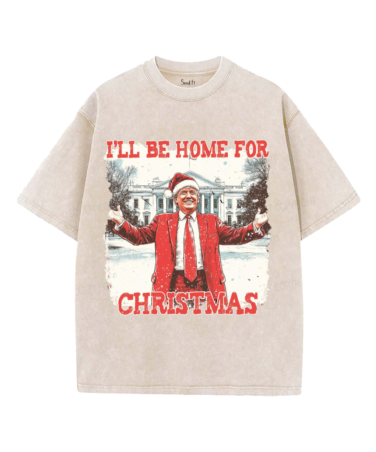 I Will Be Home For Christmas Washed Christian T-shirt