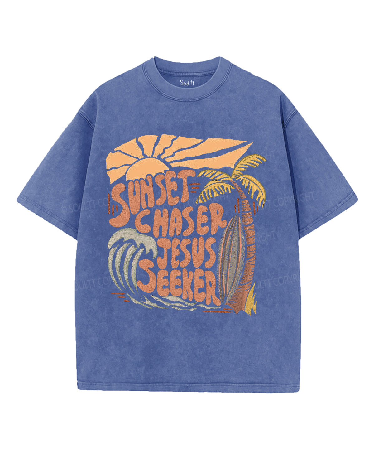 Sunset Chaser Jesus Seeker Unisex Washed Christian T-shirt