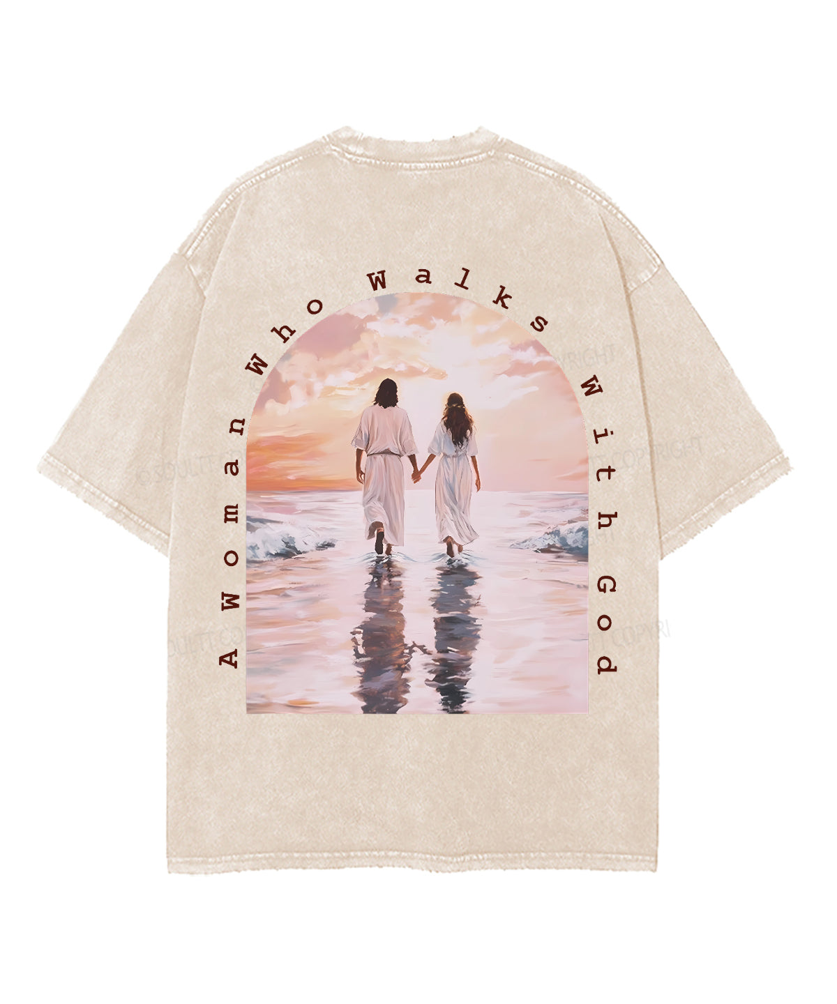 A Woman Who Walks With God Double Sided Unisex Washed Christian T-shirt