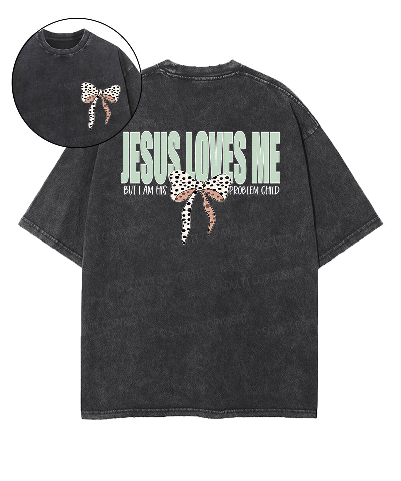 JESUS LOVES ME Double Sided Unisex Washed Christian T-shirt