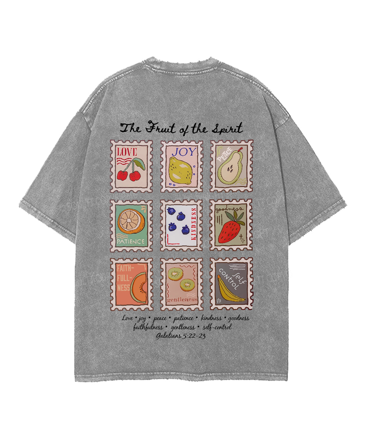 Fruit Of The Spirit Double Sided Unisex Washed Christian T-shirt Style008