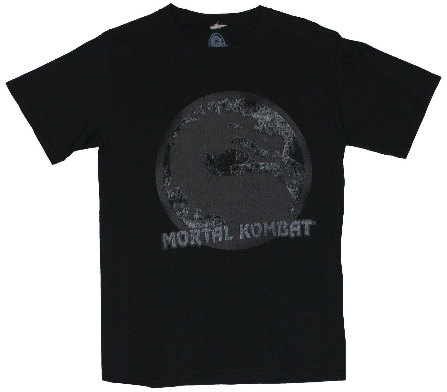 Mortal Kombat Mens T-Shirt - Classic Video Game Logo In Gray on Black