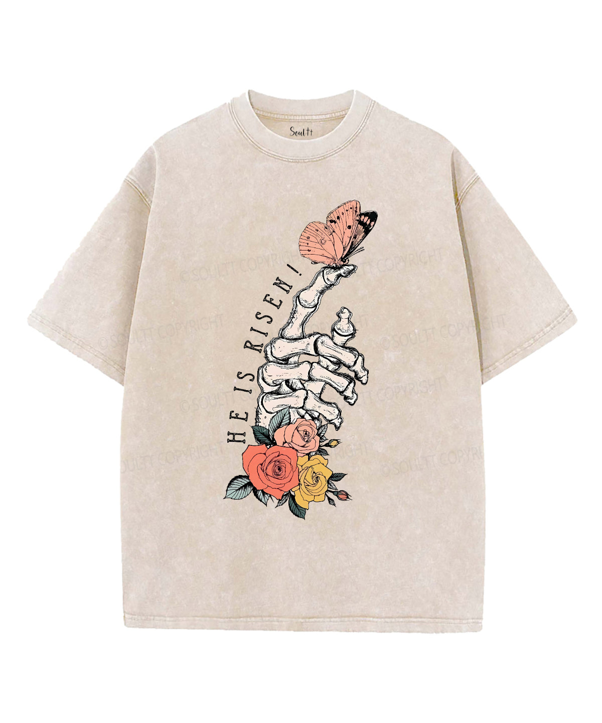 He Is Risen Unisex Washed Christian T-shirt Style007