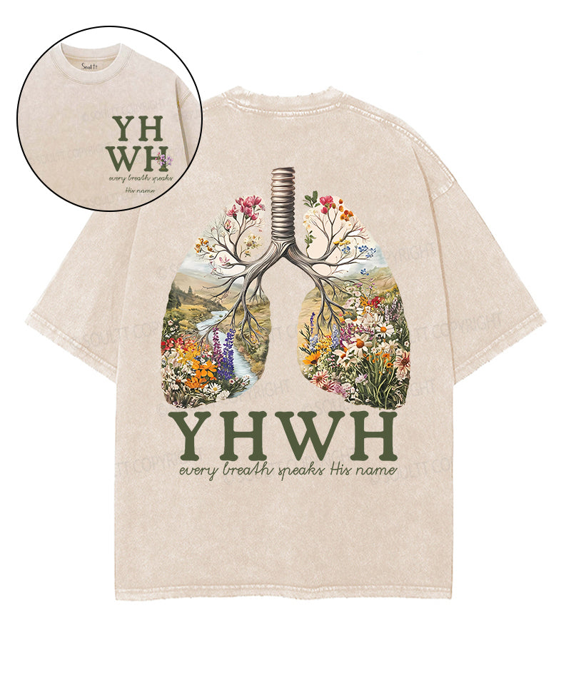 Every Breath Speaks His Name Double Sided Unisex Washed Christian T-shirt