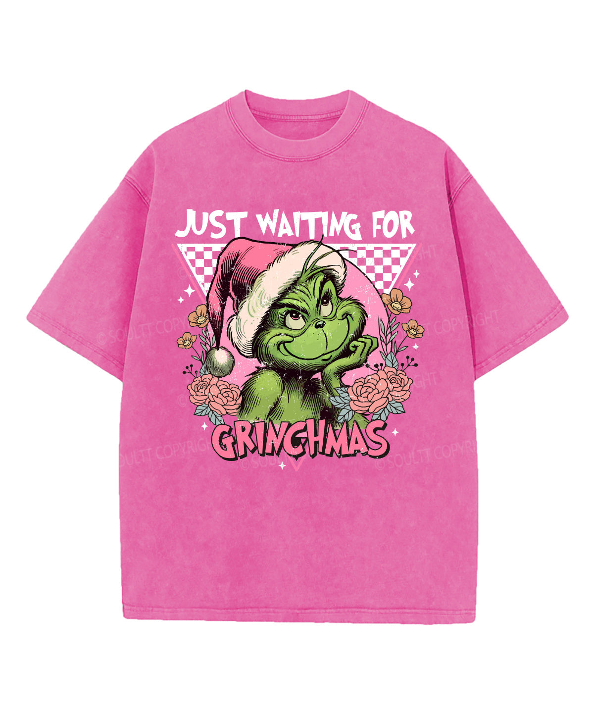 Just Waiting For Grinchmas Washed Christian T-shirt