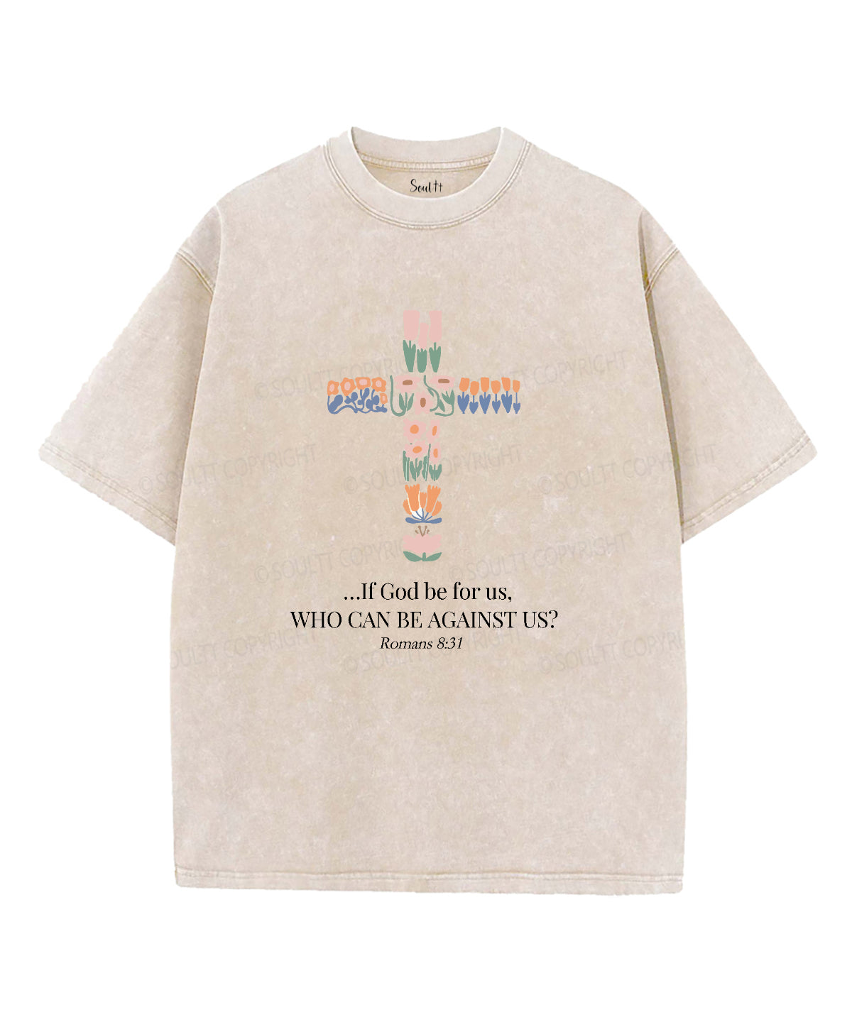 If God Be For Us Washed Christian T-shirt