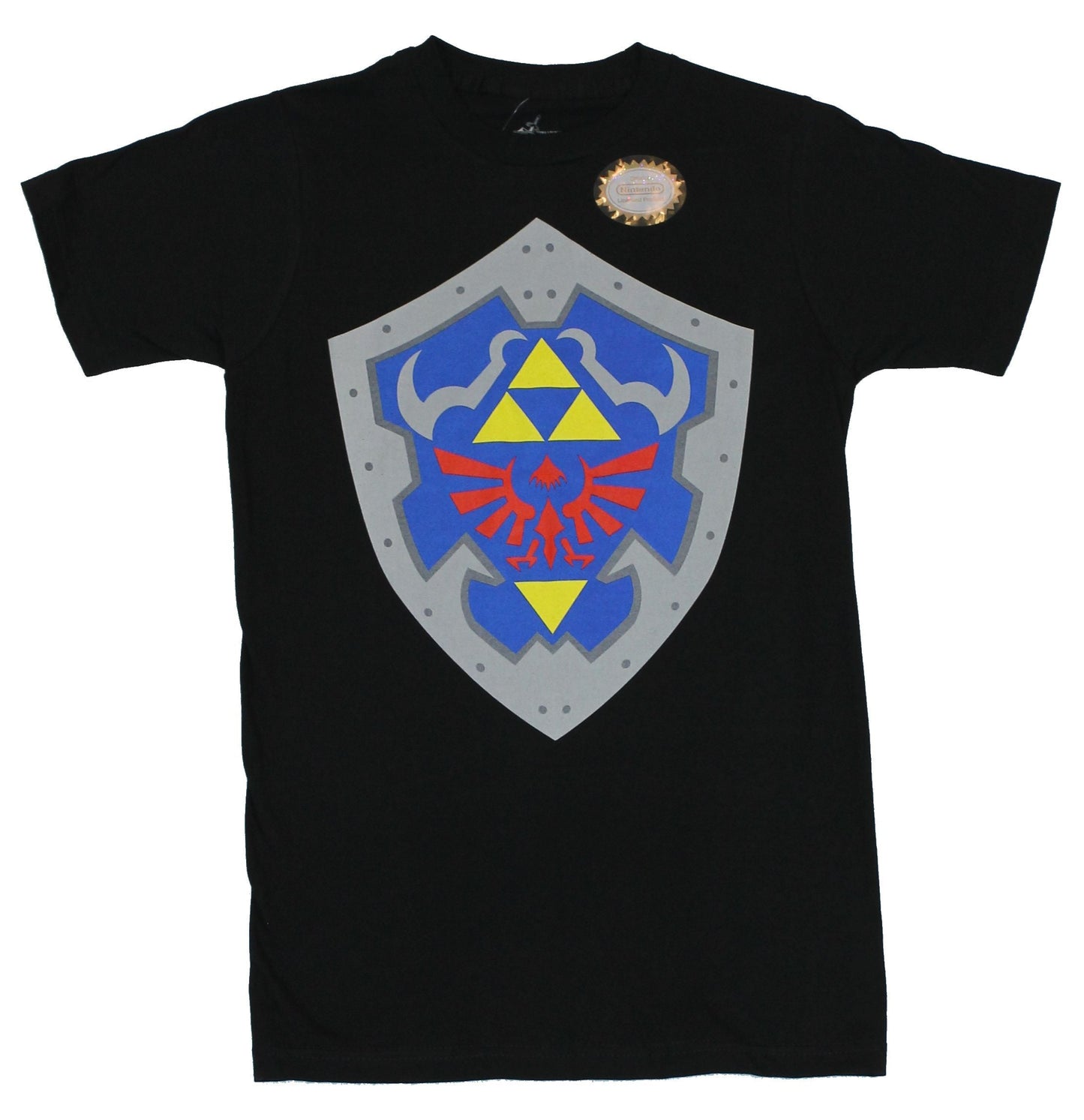 Legend of Zelda Mens T-Shirt - The Hero Hylian Shield Classic Game Image
