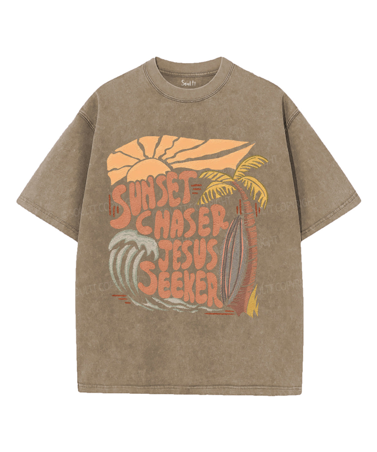 Sunset Chaser Jesus Seeker Unisex Washed Christian T-shirt