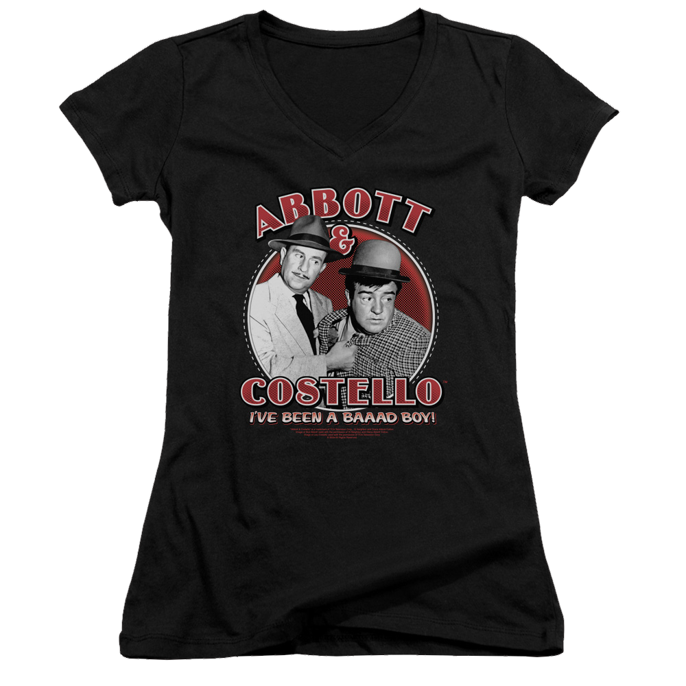 Abbott and Costello Bad Boy - Juniors V-Neck T-Shirt