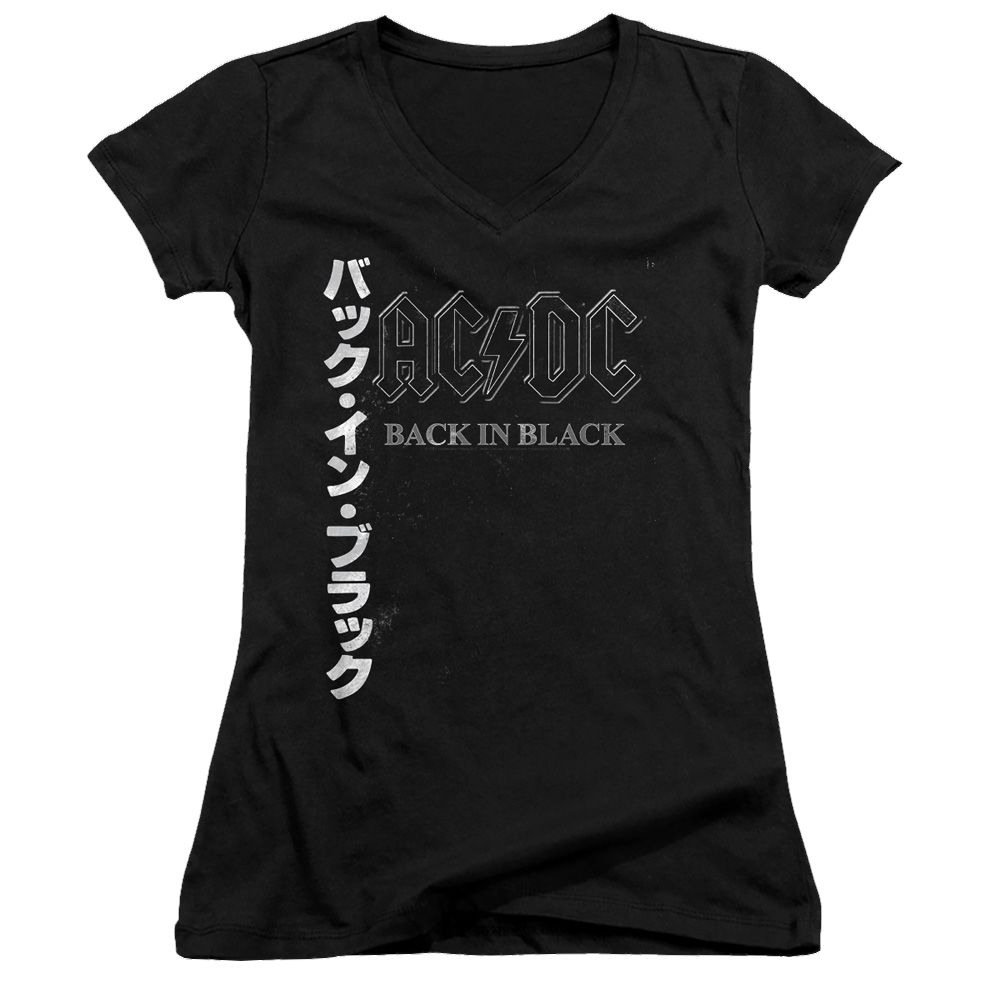 AC/DC Back In The Day Kanji - Juniors V-Neck T-Shirt