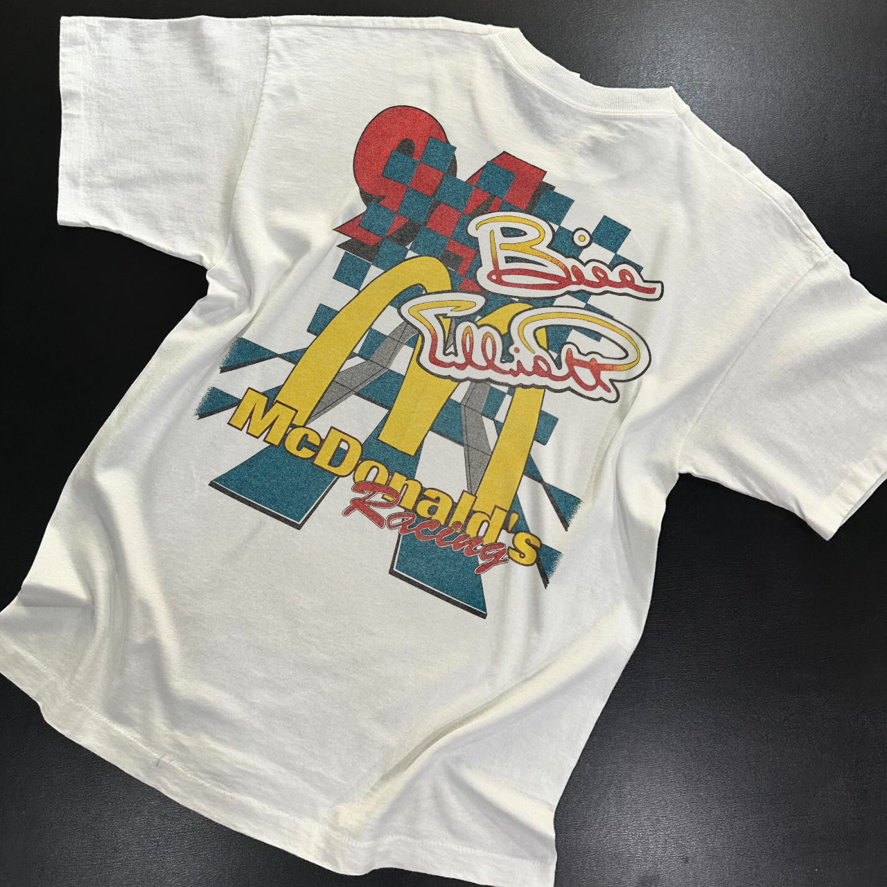90'S MCD0NALDS RACING RARE HEAVYWEIGHT WASHED WHITE T-SHIRT