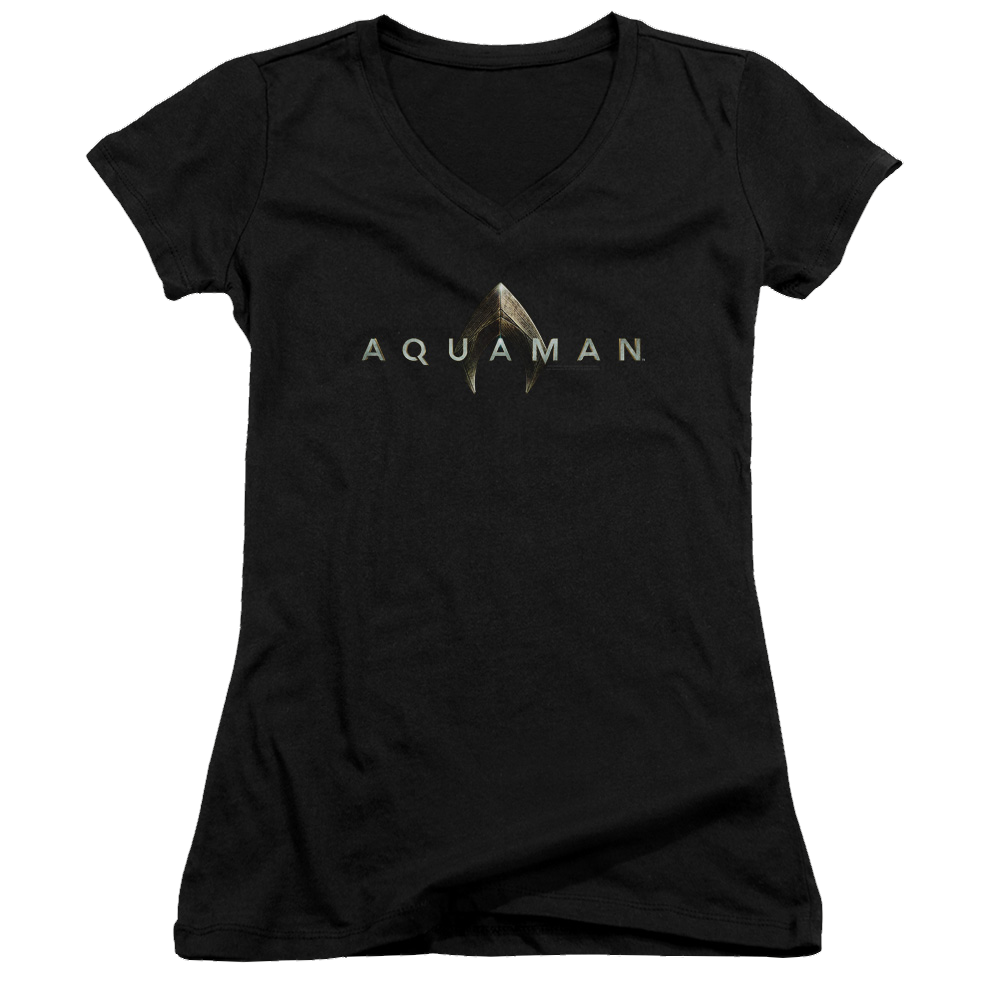 Aquaman Movie Logo - Juniors V-Neck T-Shirt