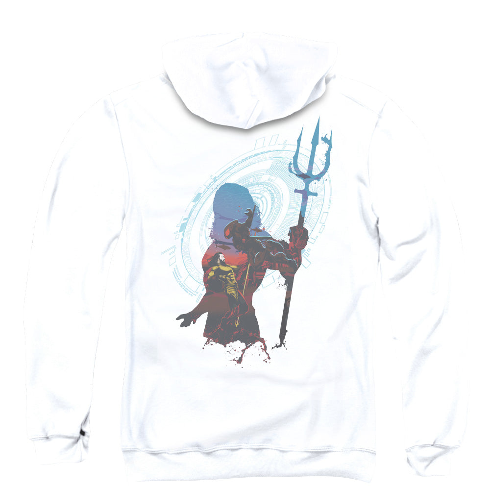 Aquaman Movie Silhouette Back Print Zipper Mens Hoodie White