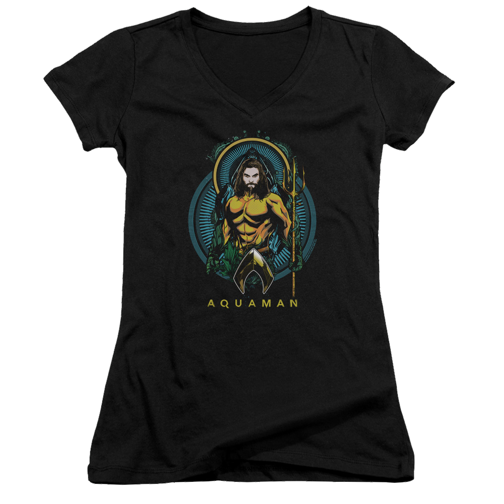 Aquaman Movie Aqua Nouveau - Juniors V-Neck T-Shirt
