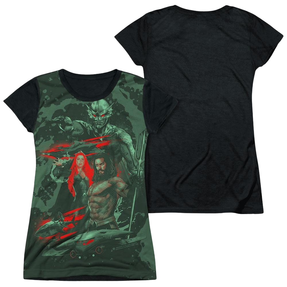 Aquaman Movie Good And Evil - Juniors Black Back T-Shirt