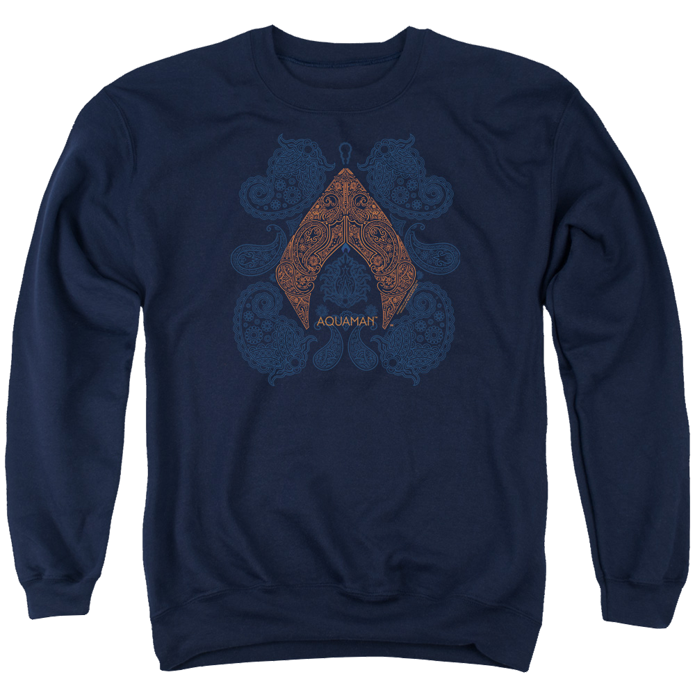 Aquaman Movie Aqua Paisley - Men's Crewneck Sweatshirt