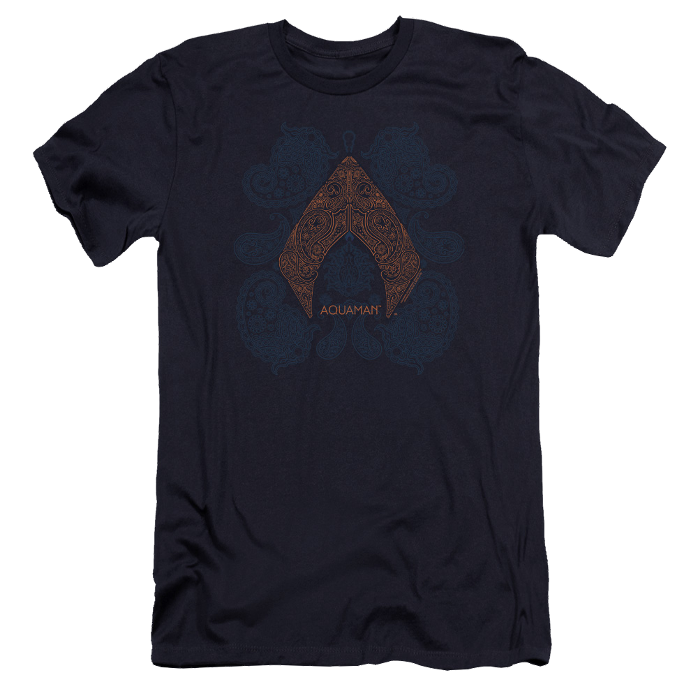 Aquaman Movie Aqua Paisley - Men's Premium Slim Fit T-Shirt