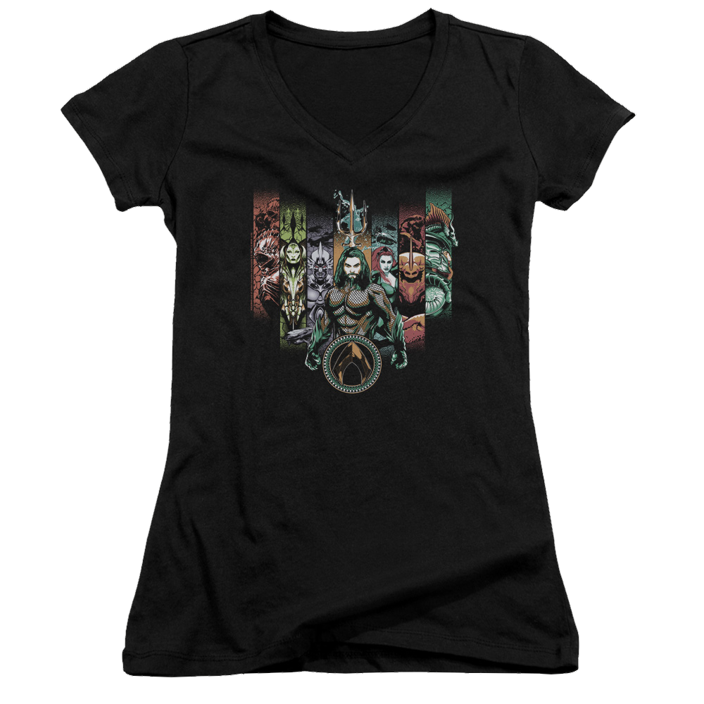 Aquaman Movie Unite The Kingdoms - Juniors V-Neck T-Shirt