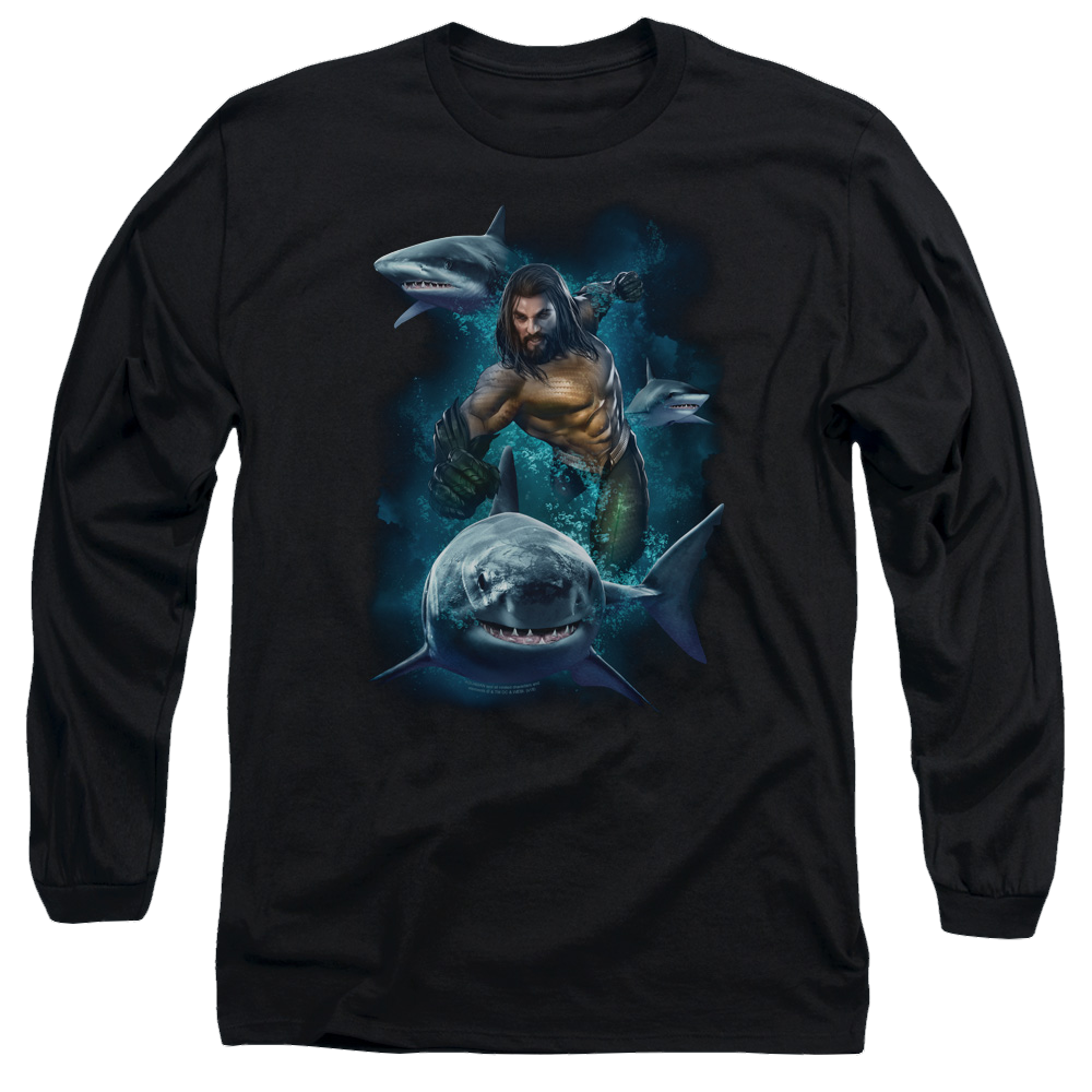 Aquaman Movie Swimming With Sharks - Men's Long Sleeve T-Shirt