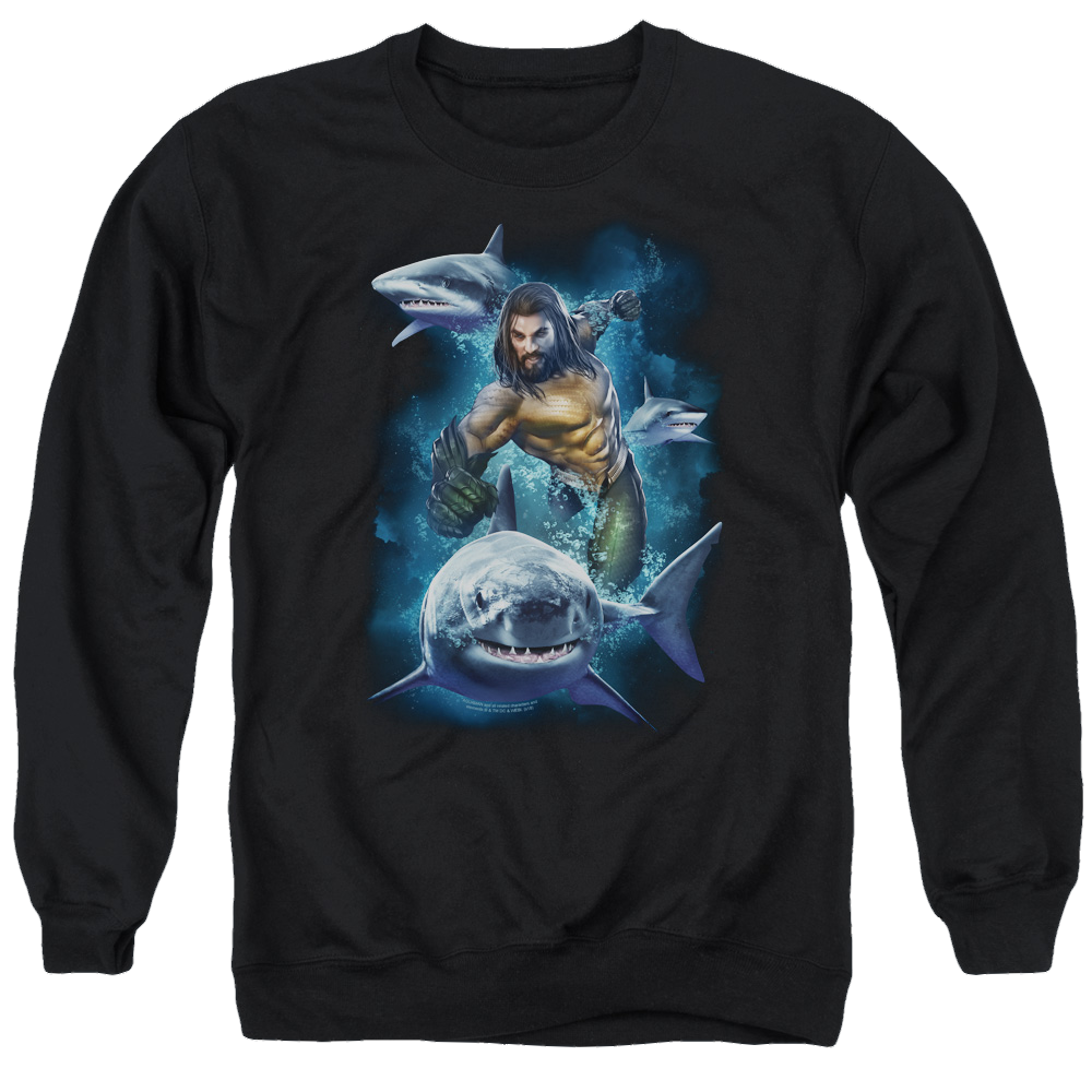 Aquaman Movie Swimming With Sharks - Men's Crewneck Sweatshirt