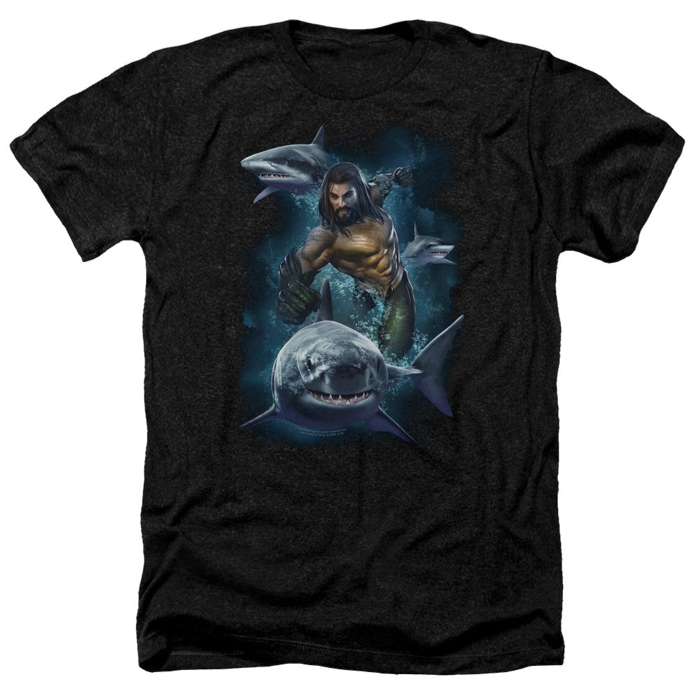 Aquaman Movie Swimming With Sharks - Men's Heather T-Shirt