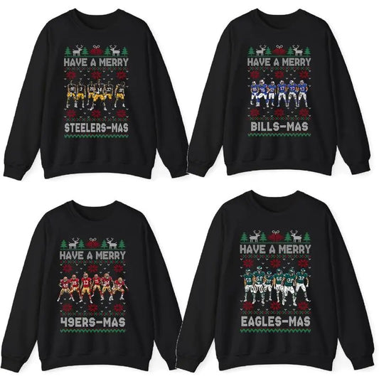 All Team Football Ugly Christmas Sweatshirt, Football Christmas Sweater, Funny Football Shirt,  Sport Shirt for Women and Men