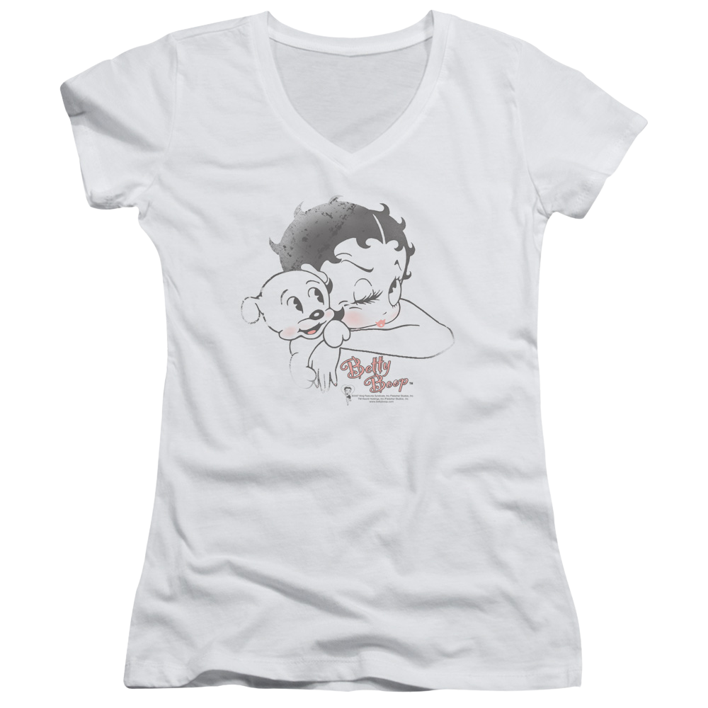 Betty Boop Vintage Wink - Juniors V-Neck T-Shirt