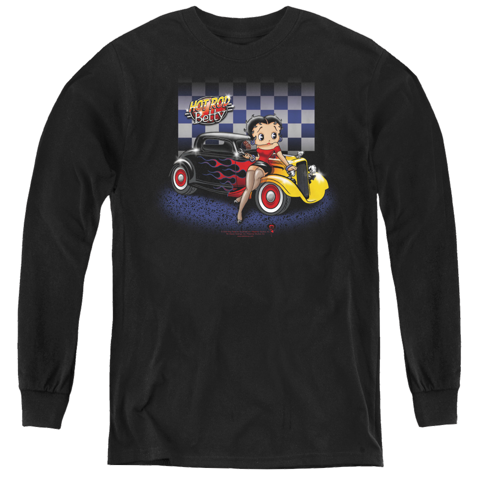 Betty Boop Hot Rod Boop - Youth Long Sleeve T-Shirt