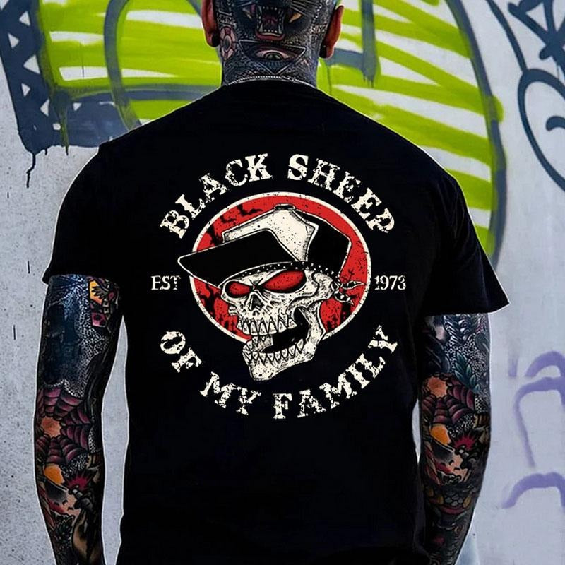 BLACK SHEEP Angry Skull Black Print 2 Side T-Shirt