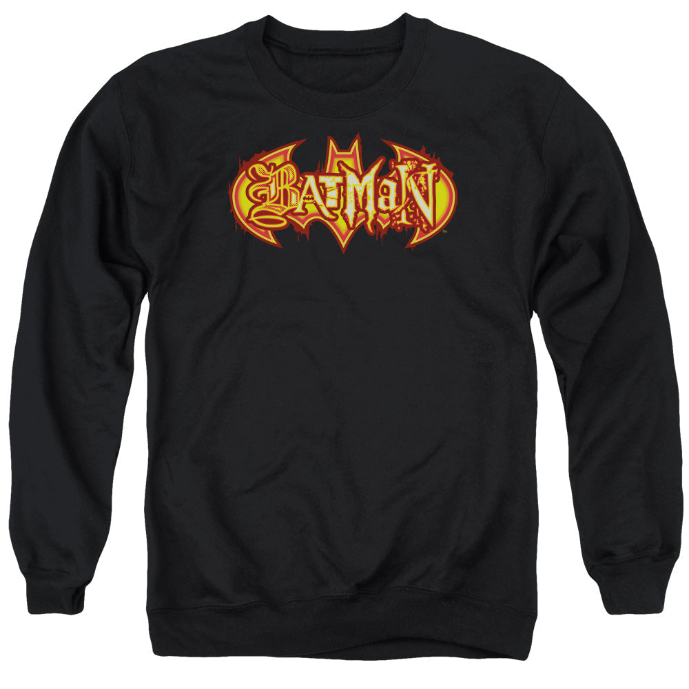 Batman Fiery Shield Mens Crewneck Sweatshirt Black