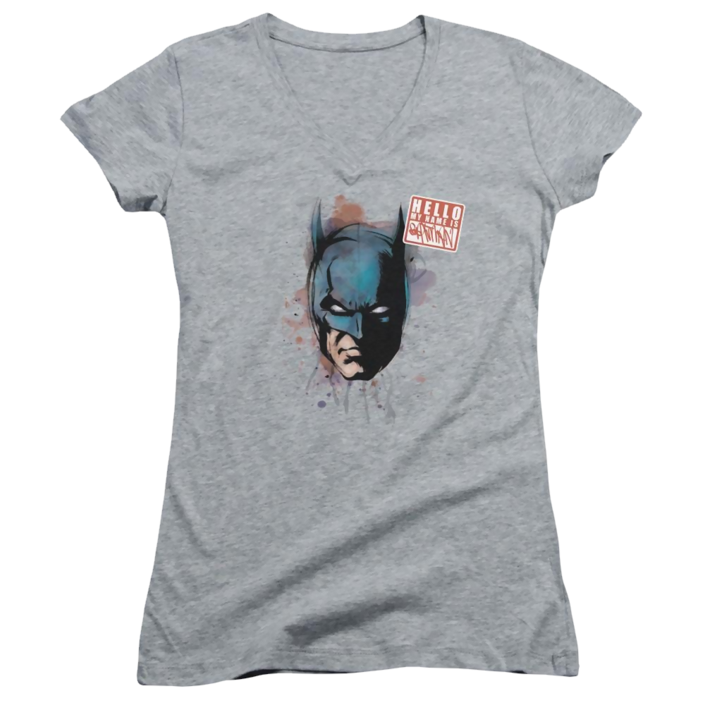 Batman Hello - Juniors V-Neck T-Shirt