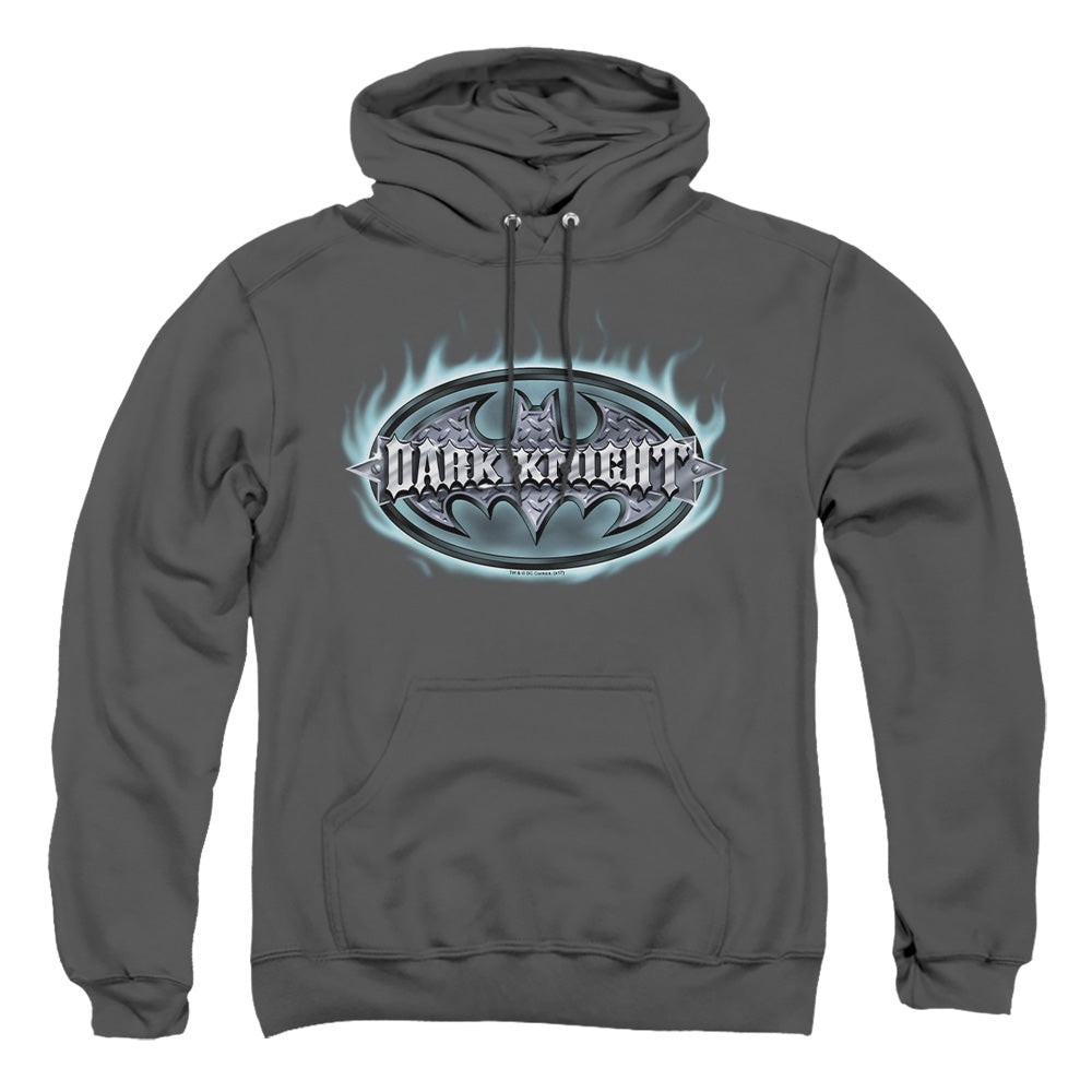 Batman Dark Knight Steel Shield Mens Hoodie Charcoal