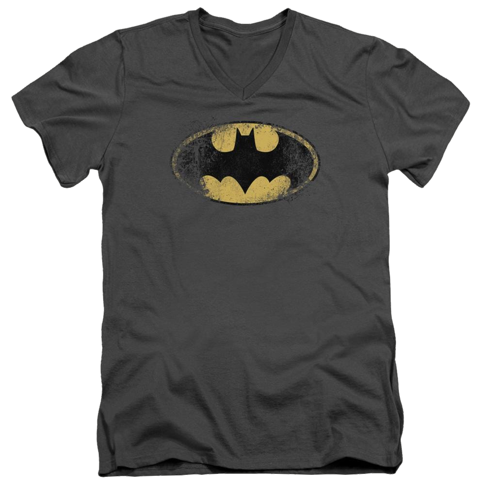 Batman Destroyed Logo - Men's V-Neck T-Shirt
