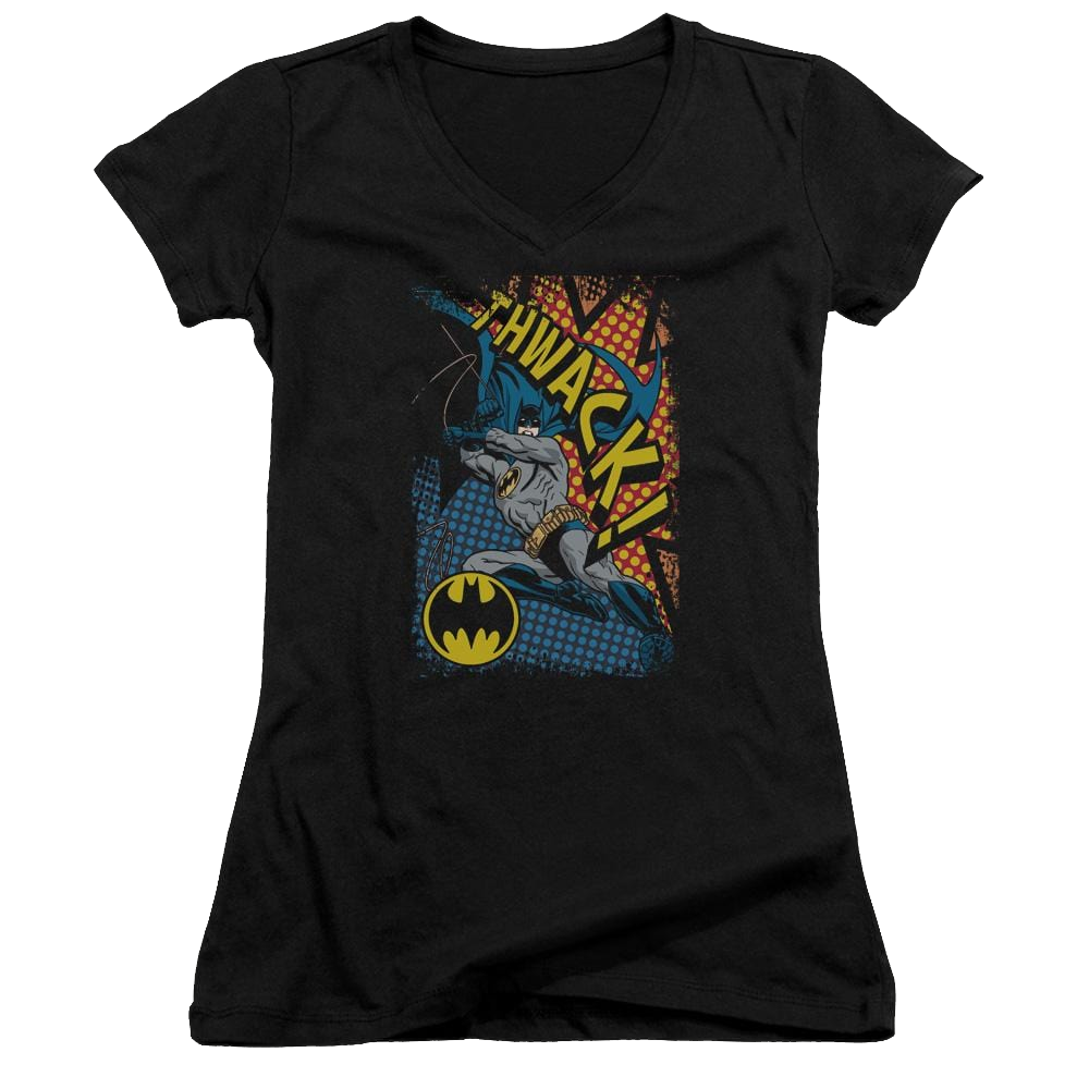 Batman Thwack - Juniors V-Neck T-Shirt