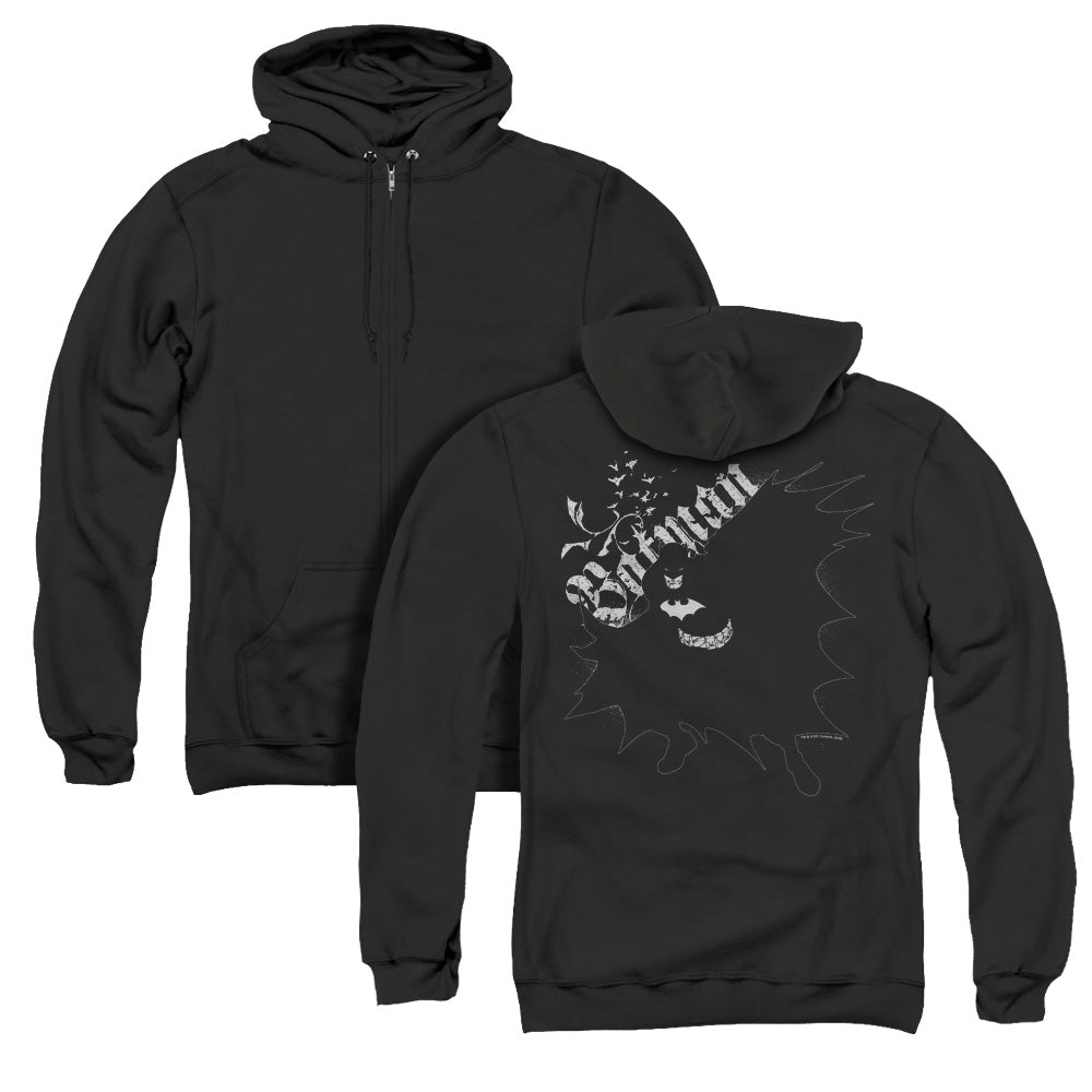 Batman Darkness Back Print Zipper Mens Hoodie Black